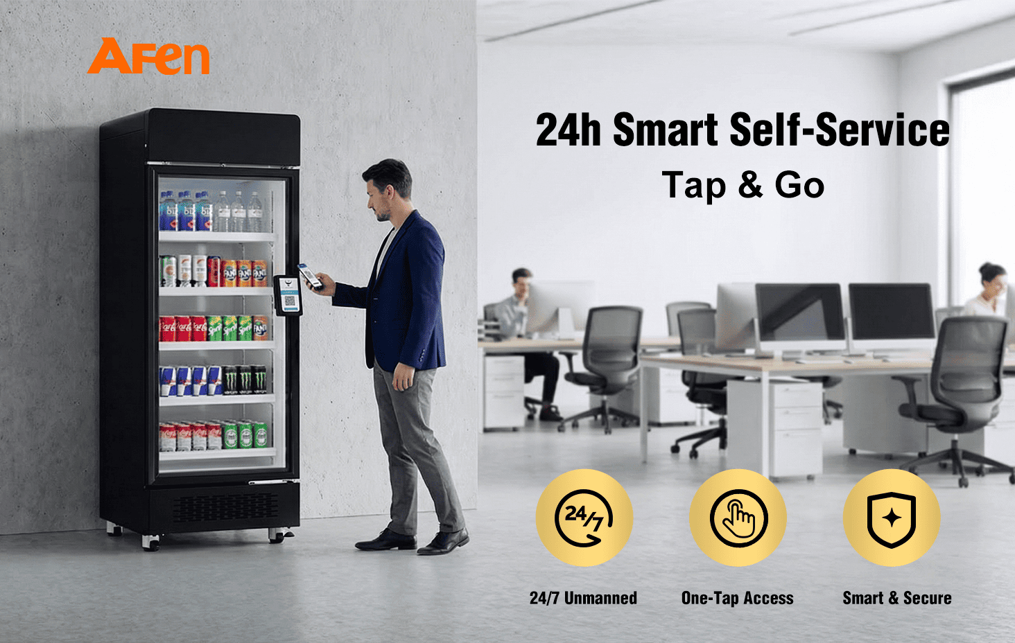 කාර්යාල සහ ව්‍යායාම ශාලා සඳහා බහුකාර්ය 24/7 මිනිසුන් රහිත සිල්ලර විසඳුම් සපයන AFEN 510 ස්මාර්ට් සිසිලකය